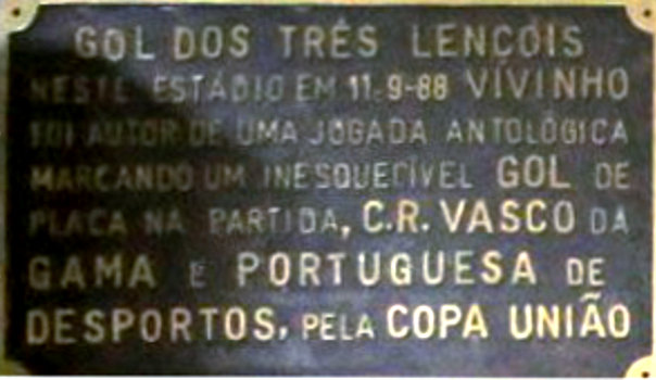 Placa do gol dos três lençóis